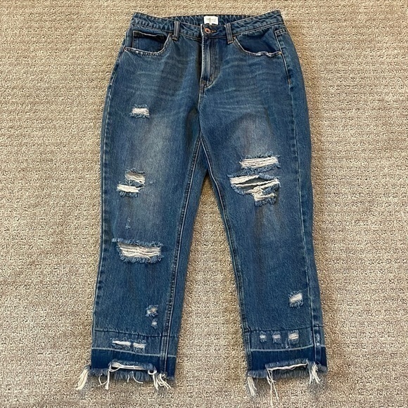 Special A High Rise Distressed Cropped Jeans - Picture 1 of 8